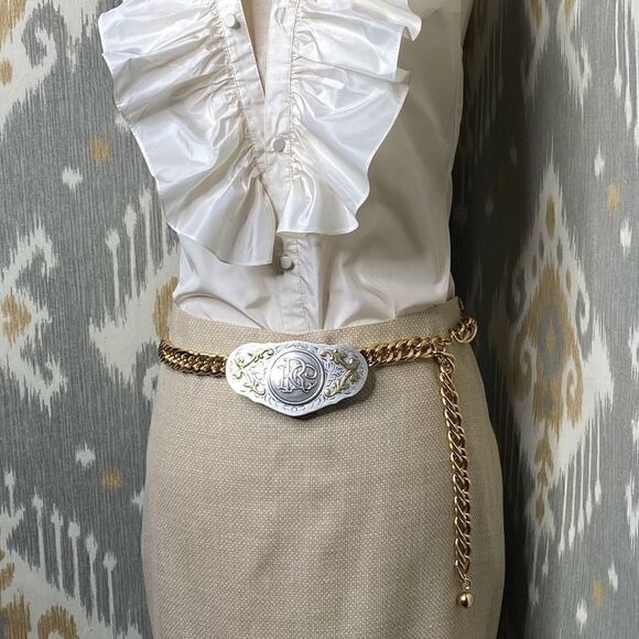 Ralph Lauren Sand Silk Nailhead Weave Pencil Skirt - Picture 1 of 16
